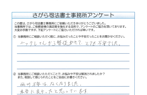 時効援用を相談されたC様（60代） 