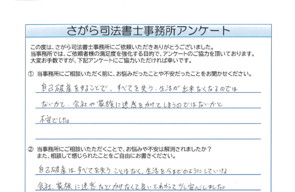 自己破産を相談されたC様（20代）