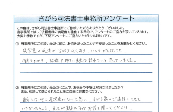 自己破産を相談されたB様（30代） 