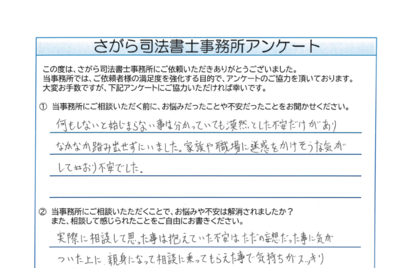 自己破産を相談されたF様（30代）