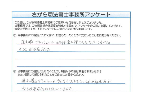 自己破産を相談されたA様（40代）