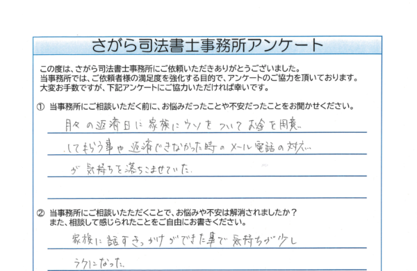 自己破産を相談されたF様（40代）