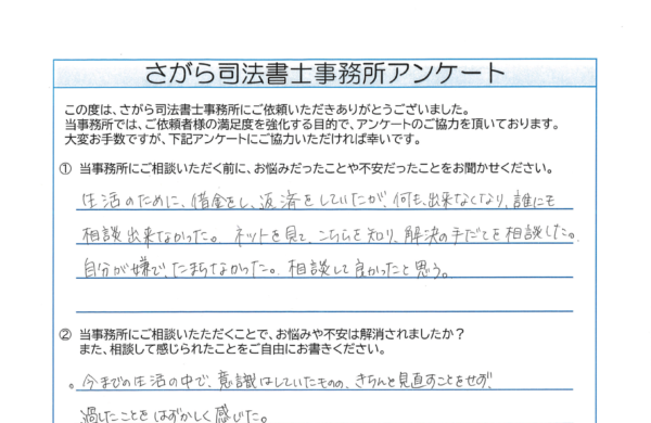 自己破産を相談されたG様（40代）