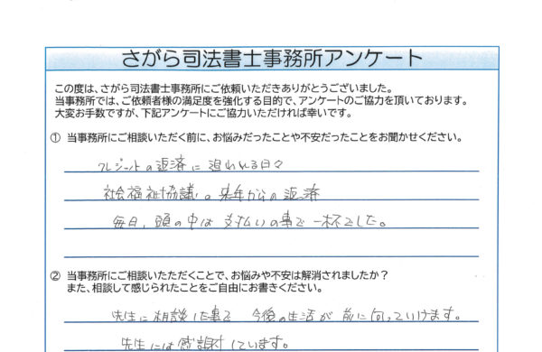 自己破産を相談されたD様（50代）