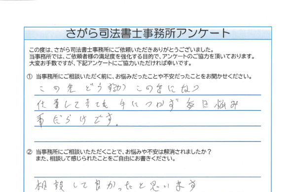 自己破産を相談されたB様（60代） 